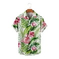 thumbnail image 3 of Animals Flamingo Men's Striped Short Sleeve Regular Fit Poplin Button Down Shirts, 3 of 4