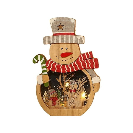 

LED Lights Santa Claus Wooden Ornaments Christmas Window Decorations