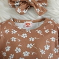 thumbnail image 3 of Gibobby Mameluco para niño con estampado floral de manga larga para niñas pequeñas, mono de otoño para recién nacidos, ropa(Caqui, 9-12 Meses), 3 of 5