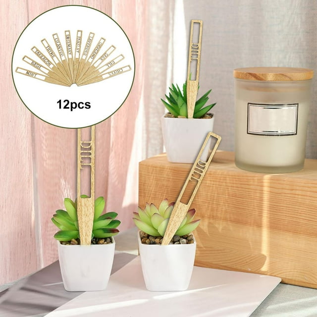 Etiquetas de plantas etiquetas de verduras en maceta jardín nota interior y exterior ornamento respetuoso medio - 12pcs Hollow piezas hueco I shamjiam Etiqueta de plantas