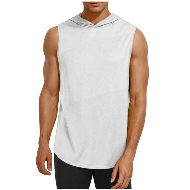 Camiseta con Capucha de Color Sólido de los Hombres, Blusa con Capucha sin Mangas Deportivas para el Gimnasio Y el Desgaste Al Aire Libre, Top Atlético Transpirable, Sudadera Ligera