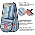 thumbnail image 2 of Yayeee Double Oven Mitt Kitchen Heat Resistant Baking 35" x7" Quilted Glove, Red Sailboats, 2 of 6