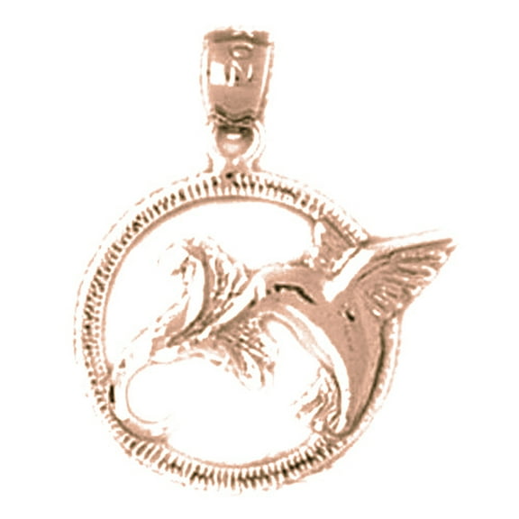 14K Rose Gold Hummingbird Pendant - 21 mm