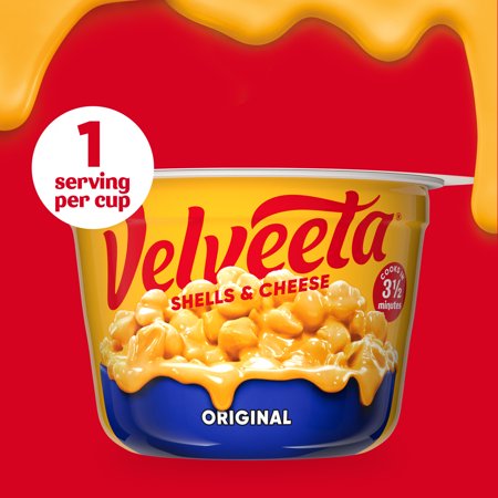 Velveeta Original Mac N Cheese Easy Microwaveable Dinner, 8 ct Pack, 2.39 oz Cups, Shelf-Stable