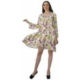 thumbnail image 2 of Moomaya Robe Évasée en Rayonne pour Femmes Manches Longues Imprimée Col en V Décontractée Robe de Plage pour Filles, 2 of 4