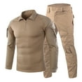 thumbnail image 1 of Styesk 2 Piece Set for Men Solid Color Zipper Lapel Shirt Tracksuit Elastic Waist Jogging Cargo Pant with Pockets Casual Hiking Running Sport Suits Set M-3X, 1 of 2