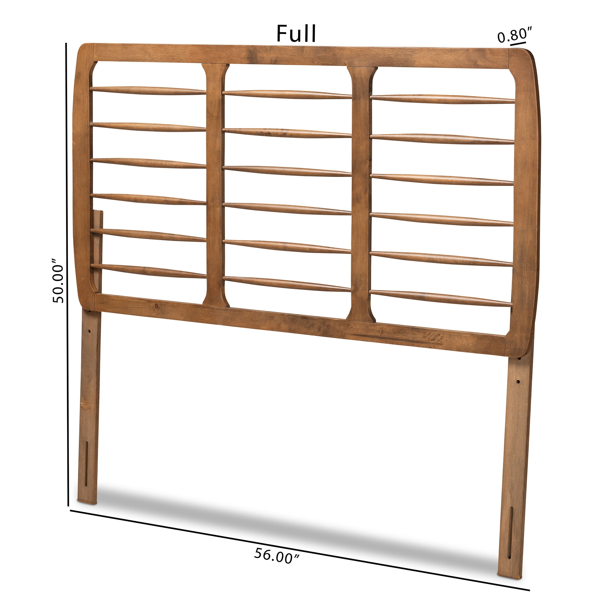 Baxton Studio Carolyn Mid-Century Back Support Rubberwood Headboard, Full, Ash Walnut