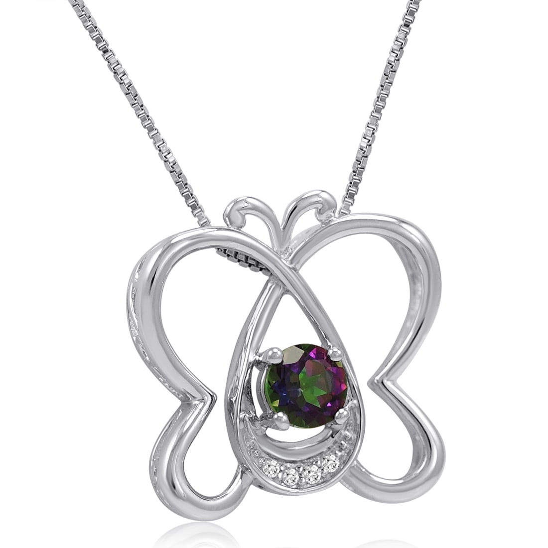 Diamond & Alexandrite/Mystic Topaz Pendant Necklace Set in Sterling Silver Stunning Designer 12x10 Colorstone 