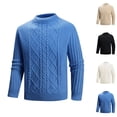 thumbnail image 3 of QTBIUQ Sweater Mens Knitwear Mock Turtleneck Vintage Round Neck Solid Color Elastic Pullover Fleecing Texture Trend Sweater Coat Blue, 3 of 3