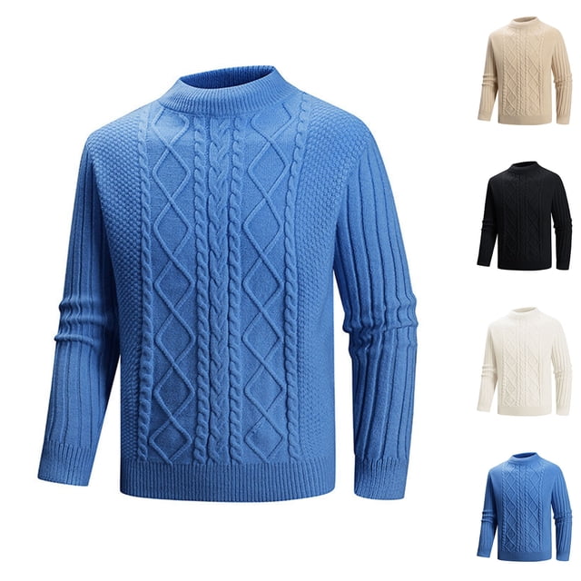 LOVZFMLL Chandails pour Hommes, Chandail-Over en Tricot Torsadé Col Rond Acrylique, Chemise Classique Décontractée Extensible pour Tous les Jours, Hauts d'Hiver Chauds, Vêtements d'Automne