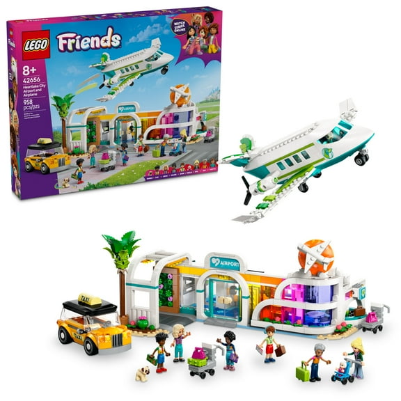 LEGO Friends Heartlake City Airport and Airplane Toy Building Set - Pretend Play for Kids, Girls and Boys, Ages 8  - with 7 Minidolls, Taxi, Dog Figure and More - Gift Idea for Birthday - 42656