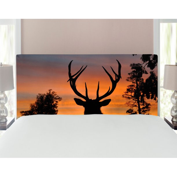 Antlers Headboard, Black Deer on Sky Background West Coast South Island