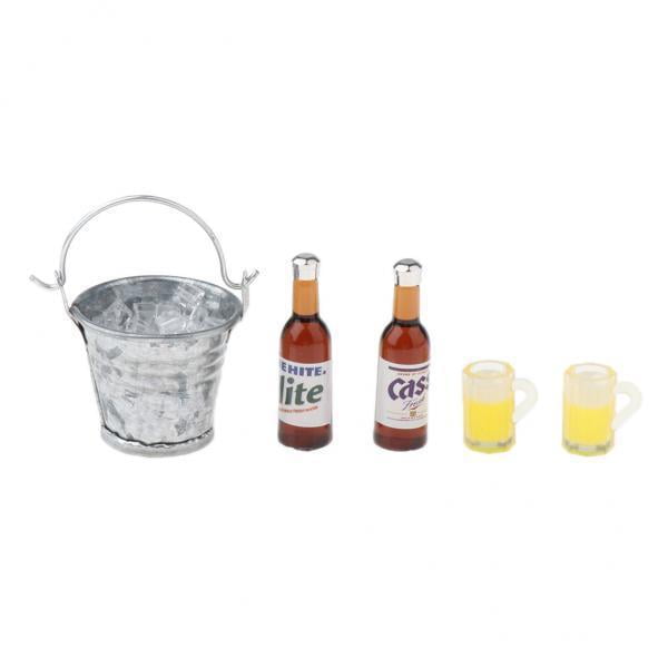 Mini botella de vino con cubo de ,Miniatura de 1/12 Sunnimix Mini botella de vino con cubo de hielo