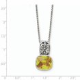 thumbnail image 2 of Sterling Silver Antiqued Yellow CZ Necklace 18 Inch, 2 of 2