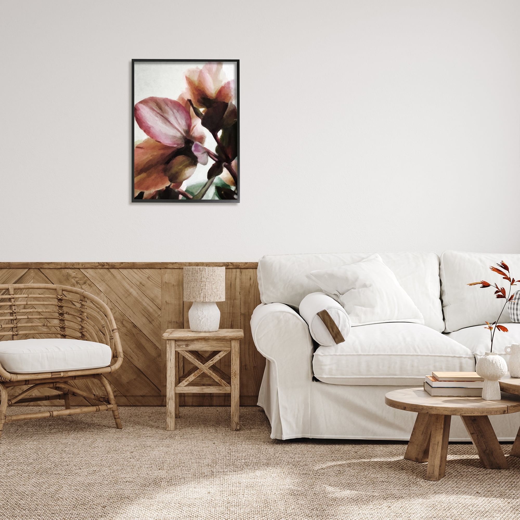 Stupell Industries Abstract Pink Petals Botanical & Floral Painting Black Framed Art Print Wall Art, 24 x 30