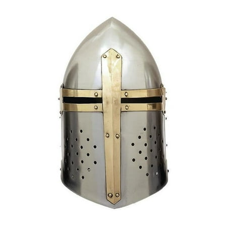 13" Silver Metal Replica Medieval Knight Crusader Mask Helmet, by DecMode