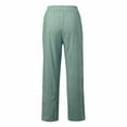 thumbnail image 5 of Mohiass Striped Linen Pants Women Side Button Elastic Waist Capri Gauze Pants Lightweight Summer Beach Cropped Trousers 2025 Army Green XL, 5 of 5