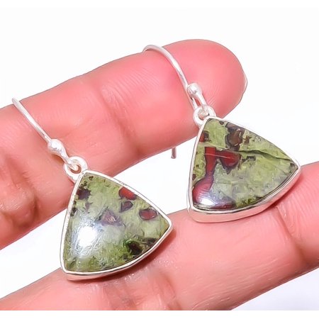 Gogunjula Jasper - Africa 925 Sterling Silver Jewelry Earring 1.37" A348, Christmas Gift, Gemstone Silver Jewelry, Jasper Earring, New Year Sale