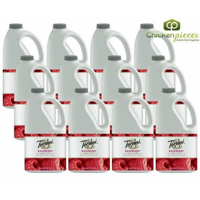 Torani Raspberry Purée Blend, Authentic Real Fruit Beverage & Smoothie Base, 64 fl. oz. (4 lbs) Professional Bottle