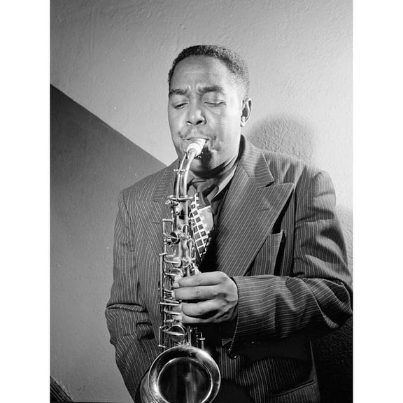 Vintage Black and White Photograph Portrait Saxophone Jazz Player Music Legend Bird Charlie Parker Unframed Wall Art Print Poster Home Decor Premium