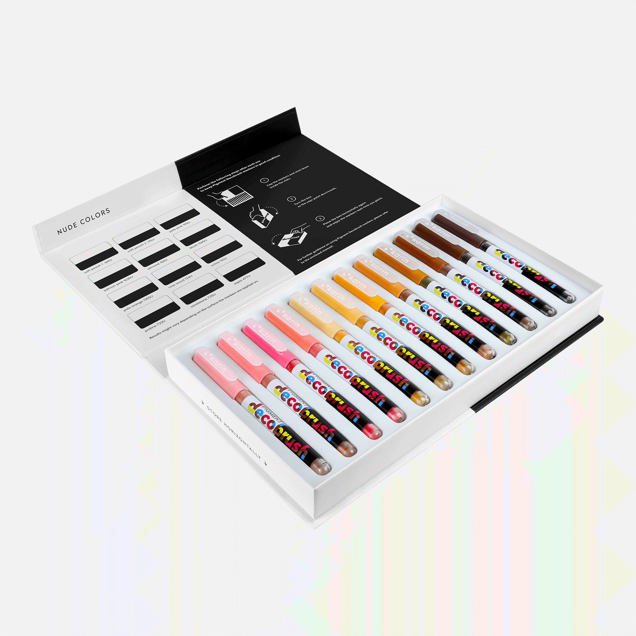 Karin Pigment Decobrush Markers - Set of 12, Nude Colors