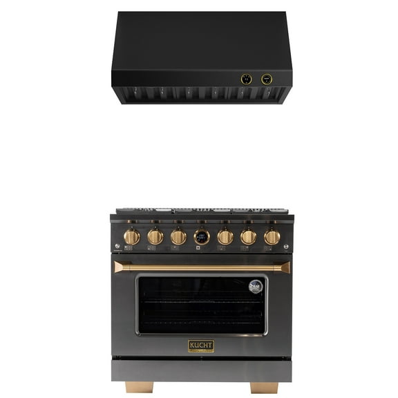 Dual Fuel Range Natural Gas in Titanium Stainless Steel Under Cabinet Range Hood