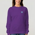 thumbnail image 5 of Women's Blue Butterfly Pattern Crew Neck Pullover Cozy Clothes, 5 of 11