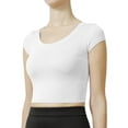 thumbnail image 2 of J. METHOD Women's Short Sleeve Scoop Neck Crop Top Solid Basic Casual Cropped T Shirts NEWT18 White S, 2 of 6