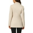 thumbnail image 3 of INSPIRE CHIC Women's Pea Coat Double-Breasted Notch Lapel Mid-Thigh Winter Coat M Beige, 3 of 6