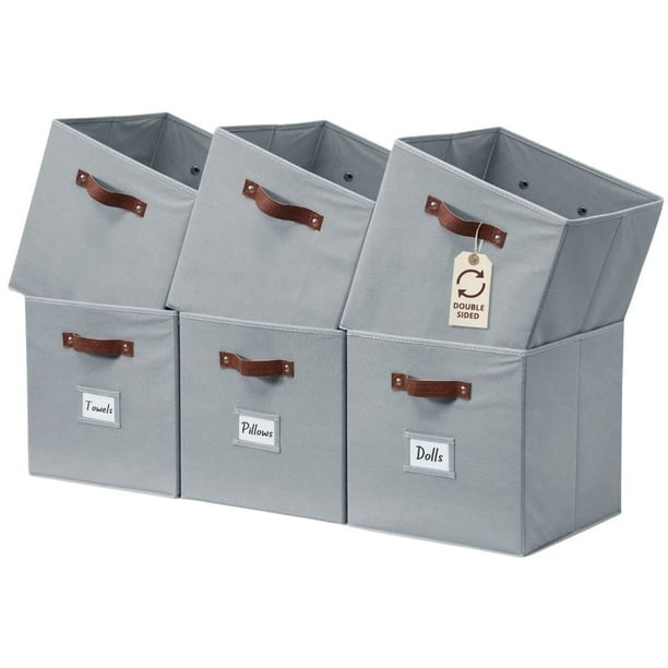 DECOMOMO Cubo de Almacenamiento de 11 Pulgadas, Cubo de Tela, Cubos Organizadores (Gris, Juego de 6)