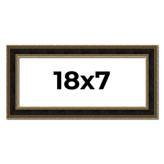 18x7 Frame Gold Antique Vintage Sold Wood Picture Frame | 1.75 Inch Moulding Width | Interior Frame