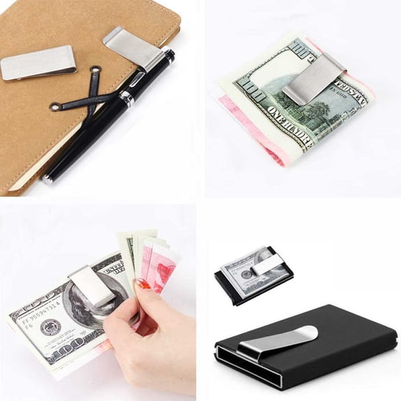 Lssam Stainless Steel Money Clip Wallet Clip for Men Women Minimalist Front Pocket Cash Holder Slim Metal Wallet Clip 2 Pack Silver