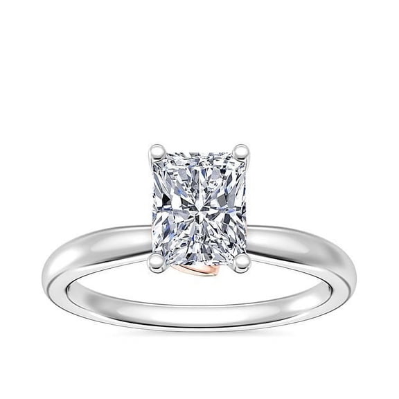 1.00 T.C.W Stunning Radiant Cut Natural Diamond Solitaire Style Bridal Ring for Women Solid 14K White Gold Size 7
