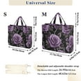 thumbnail image 2 of FORMRS Womens Corduroy Tote Bag Crossbody Shoulder Handbag with Pocket, Black Roses, 2 of 7
