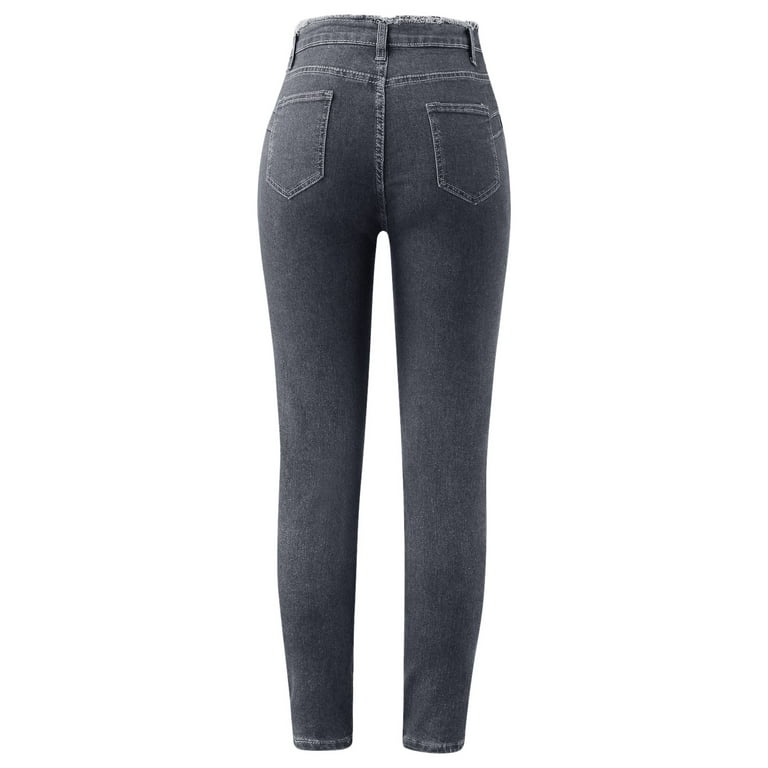 Jeans for Women Women's Casual High-Waist Lace-Up Denim Trousers Slim  Stretch Jeans Trousers Womens Jeans Grey L 
