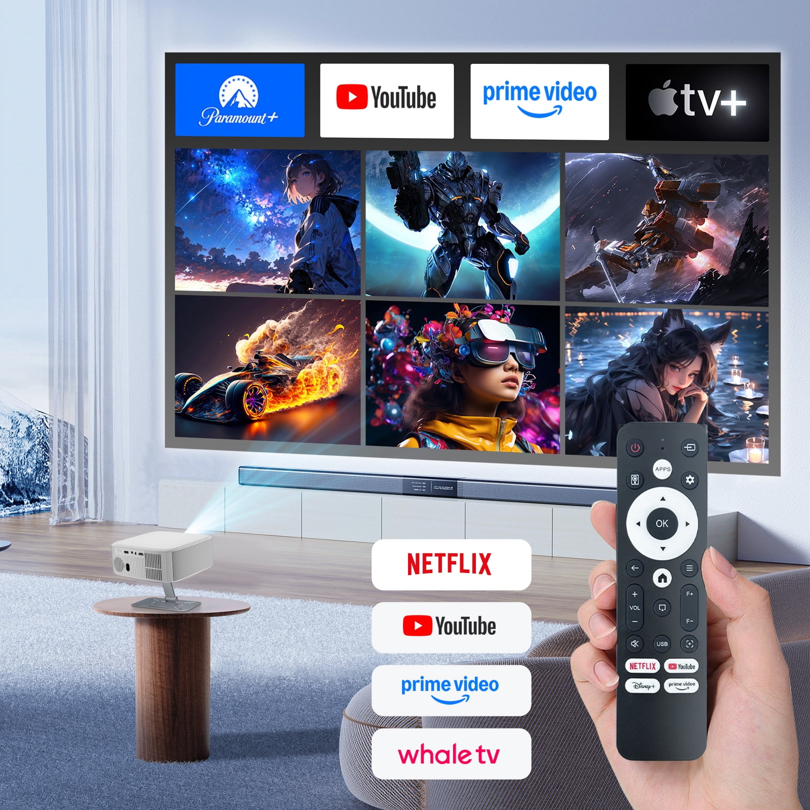 Salange LCD Full HD Native 1080p Portable Movie Projector with Stand