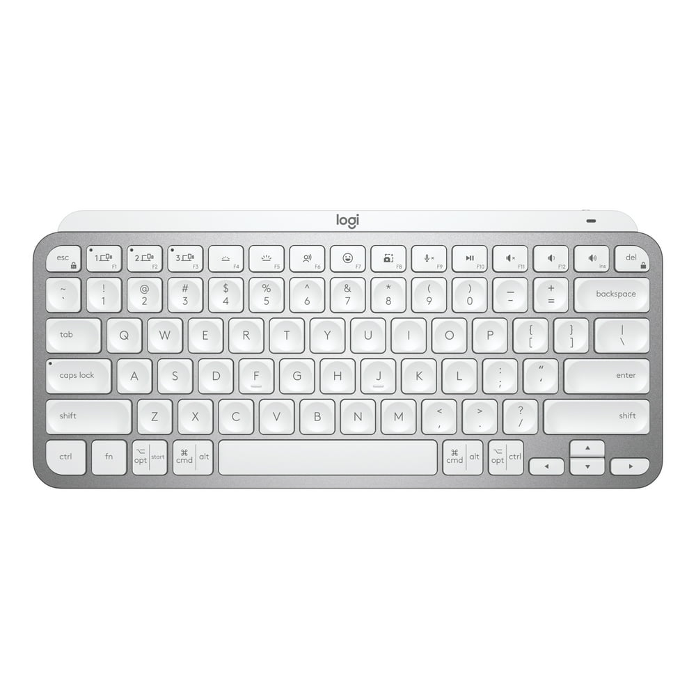 Logitech MX Keys Mini Wireless Computer Keyboard, Backlit, Bluetooth, Pale Gray