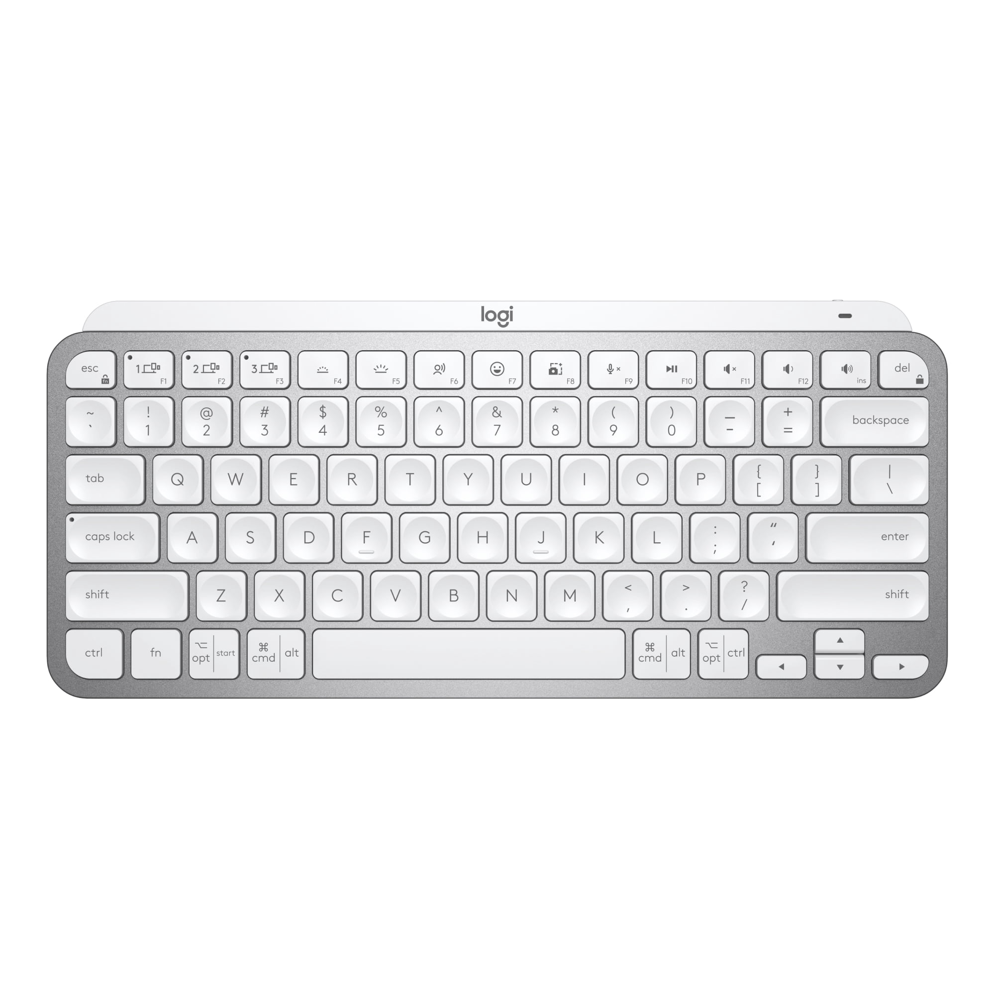 Logitech MX Keys Mini Wireless Computer Keyboard, Backlit, Bluetooth, Pale Gray
