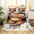 thumbnail image 4 of Erosebridal Highland Cow Comforter Cover Twin, Farmhouse Animal Bedding Sets Twin Size, Daisy Bedroom Decor, Ultra Soft 2 Pieces, (No Comforter), 4 of 6