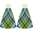 thumbnail image 2 of Hanging Towels 1 Pcs, Dish Towels Green Tartan Texture Absorbent Hand Towels with Hanging Loop Washcloth for Bathroom Kitchen, 2 of 6