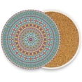 thumbnail image 2 of Coolnut Floral Mandala Coasters for Drinks Set of 4, Absorbent Ceramic Drink Coaster with Cork Base for Wooden Coffee Table, Cool Housewarming Gift for Home Decor Gifts, 2 of 6