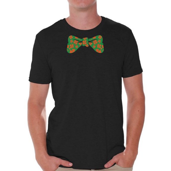 Awkward Styles St. Patrick's Day Bow Tie Shirt for Men Men's Irish Tuxedo Bow Tie Tshirt Irish Party T Shirts for St. Paddy's Day Lucky Clover Gifts for Him Irish Clover Bow Tie Shirts Irish Holiday