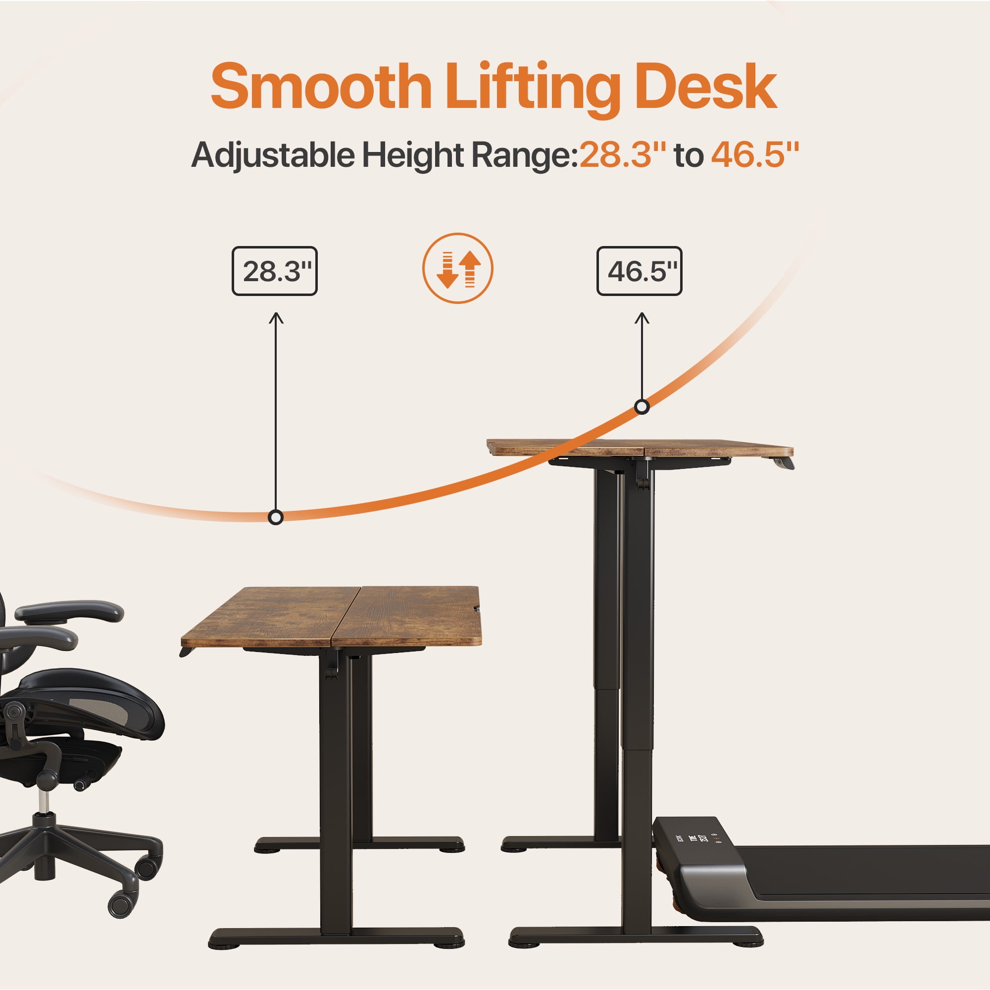 Innovar Electric Standing Desk, Small Stand up Desks,Computer Motorized Study Rising Desk W/Memory Preset Office Height Adjustable Height Sit-Stand Desk for Teens & Adults,40x24 inches,Brown