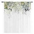thumbnail image 2 of Eucalyptus Leaves Semi Sheer Curtains Drapes for Living Room, Bedroom, French Doors Window 96 Inches Long, Watercolor Spring Summer Botanical Rod Pocket Chiffon Curtain Drapery Voile Draperies Panel, 2 of 6