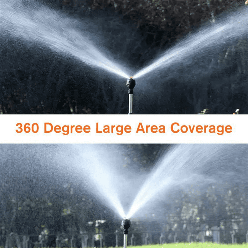 Telescopic Automatic Rotating Sprinkler Tripod Irrigation Artifact with One Sprinkler and Two Nozzles,1 x tripod 2 x Sprinkler head,Black
