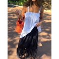 thumbnail image 6 of White Lace-Trimmed Spaghetti Strap Square Neck Mini Babydoll Dress Flowy Loose Sundress, 6 of 8