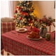 thumbnail image 2 of Xiao Hua Mantel rectangular a cuadros navideños para decoración de fiestas navideñas de estilo rústico. Cuadrícula roja y blanca con copos de nieve pequeños. Tamaño F: 55 x 86,6 pulgadas., 2 of 5