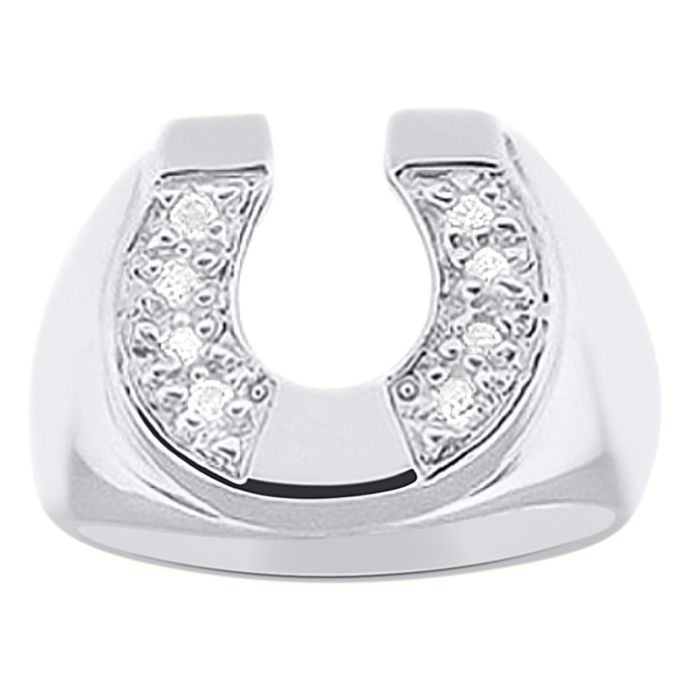 Rylos Diamond Horseshoe Ring Good Luck 14K White Gold