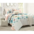 thumbnail image 2 of Lush Decor Cottage Core Ariana Flower Reversible Oversized Quilt Blue/Dusty Pink 3Pc Set Full/Queen, 2 of 11