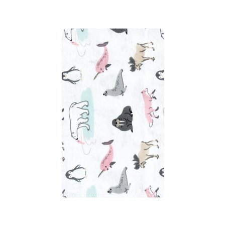 Hudson Baby Infant Girl Cotton Flannel Burp Cloths, Girl Arctic Animals, One Size